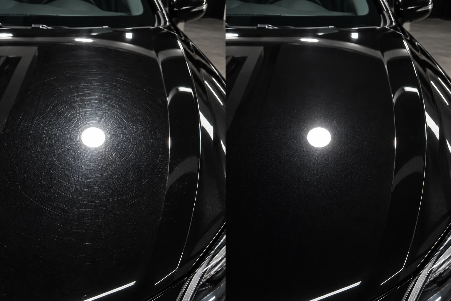 Polissage de carrosserie : comparaison des reflets avant et après