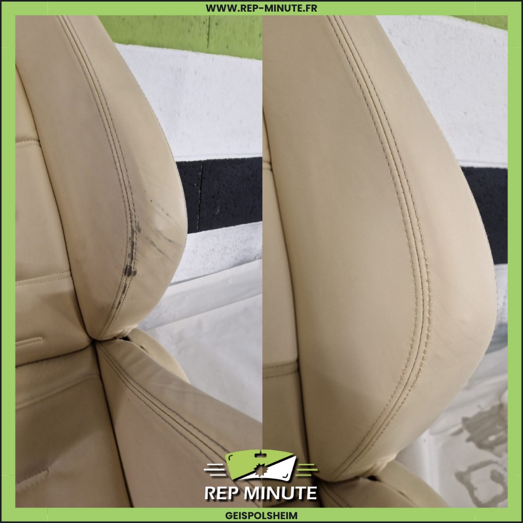 Restauration d’un siège en cuir : avant et après