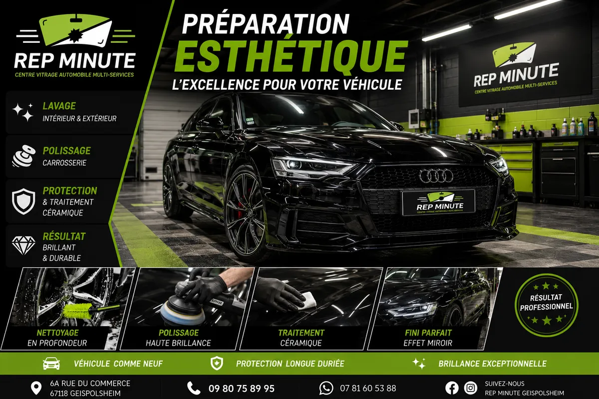 Vue rapprochée d'une voiture en cours de lavage automatique à Strasbourg